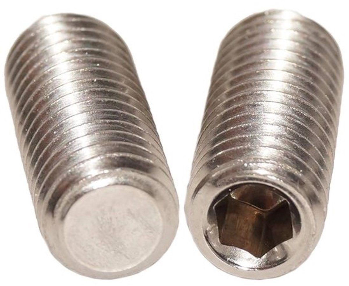 Schroefdraadpennen M6 - Madenschroeven Kegelpunt - Onderdelen Beveiligen - Roestvrij Staal A2 - M6 x 25mm - Zilverkleurig