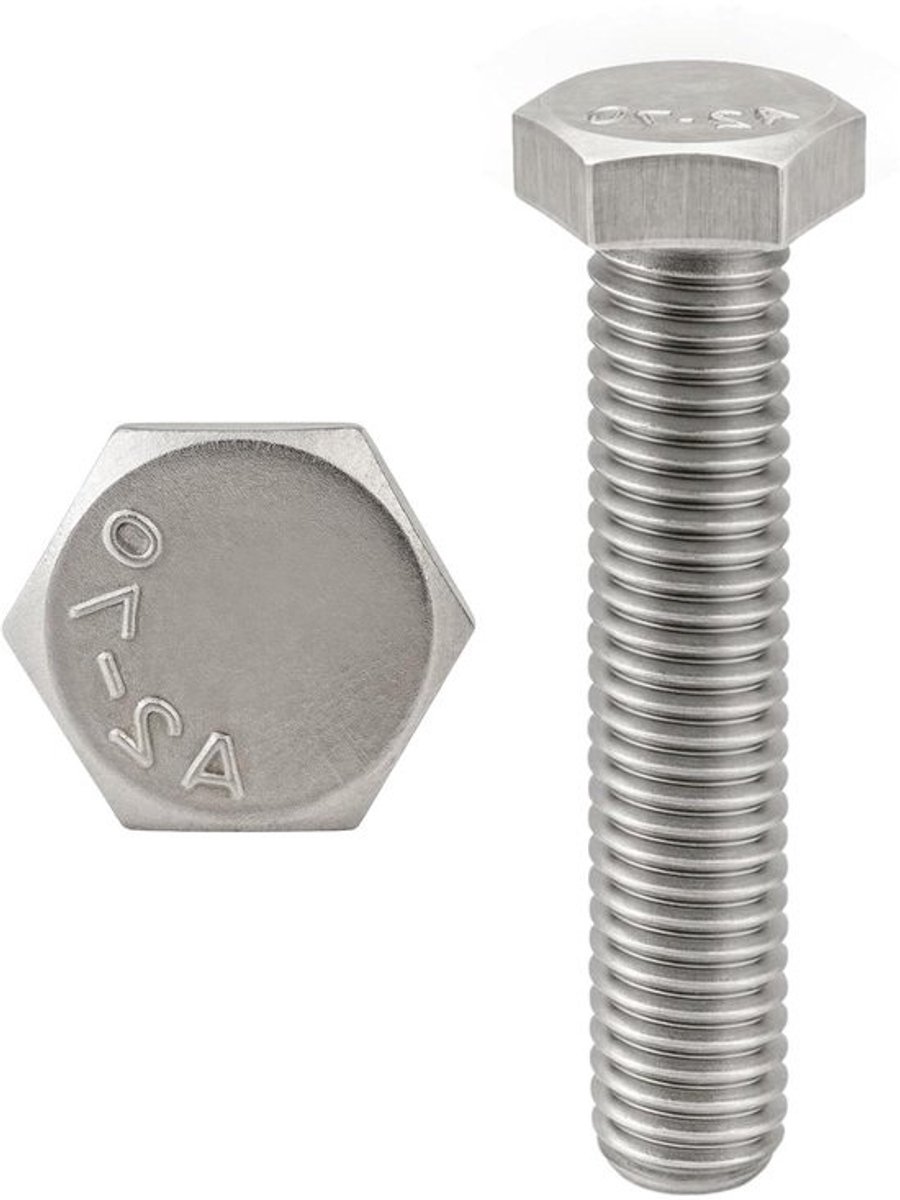 Zeskantschroeven M14 - Bouten met zeskantkop - Mechanische verbindingen - Roestvrij staal A2 - M14 x 45 mm - Zilver
