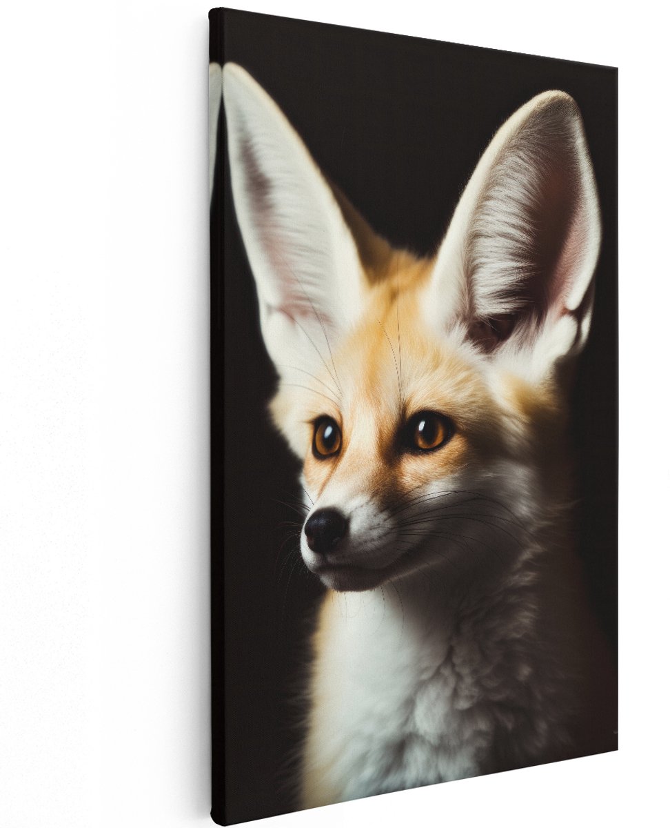 Artaza Canvas Schilderij Fennek Vos - 120x180 cm - Groot - Wanddecoratie Dieren - Muurdecoratie Portret - Decoratie Natuur - Schilderijen Op Canvas