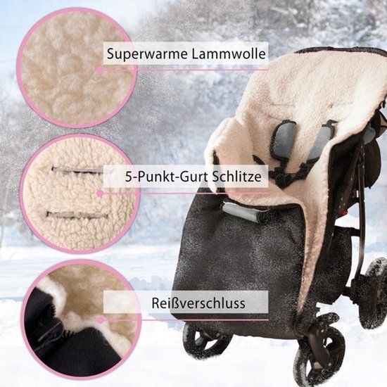 Thermovoetenzak voor Kinderwagen XL 105 cm - Lamswol Polyester Mix - Waterafstotend - Voor 5-Punts Gordels - Gepersonaliseerd met Naam — afbeelding 2