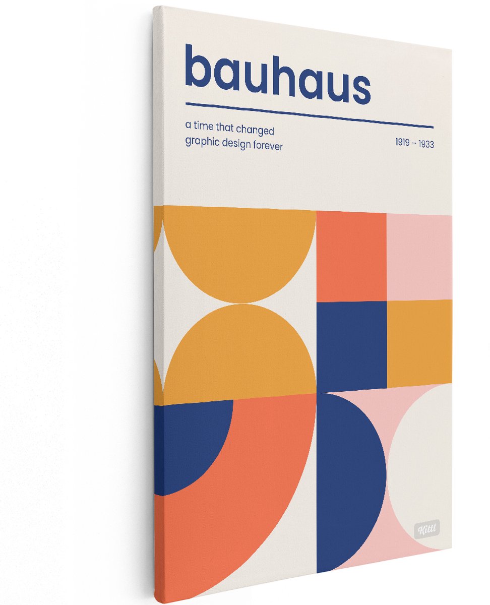 Artaza Canvas Schilderij Bauhaus Poster - 120x180 cm - Groot - Wanddecoratie Abstract - Muurdecoratie Modern - Geometrische Schilderijen Op Canvas