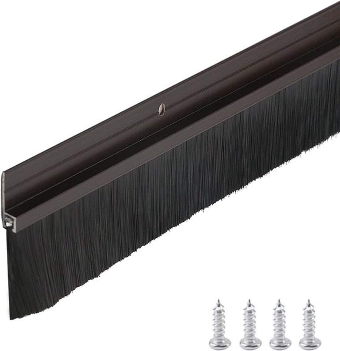 Deurborstel - Tochtstrip - Tochtwerend Maken - Aluminium Houder - 100 cm - Bruin