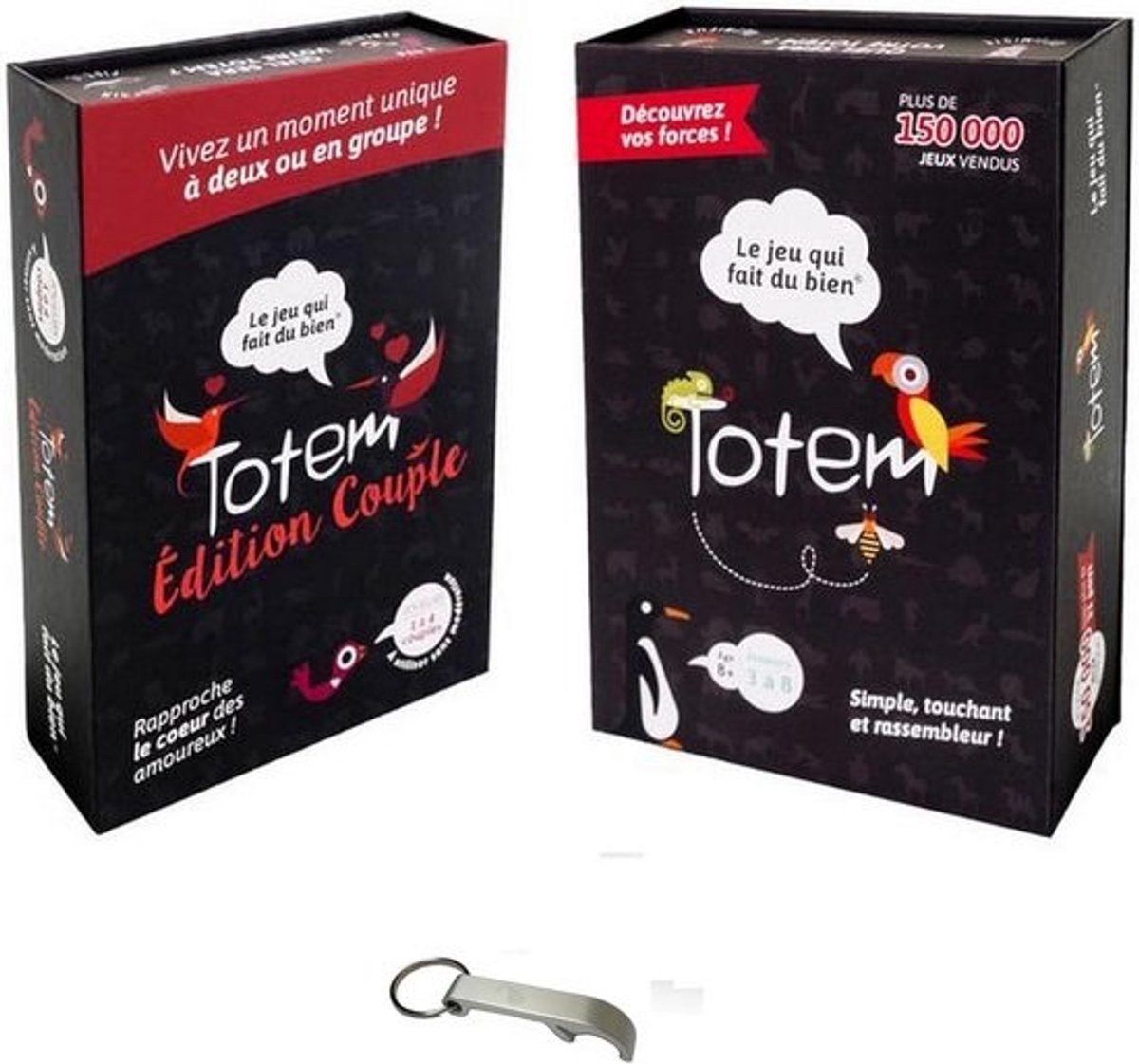 Totemset + totem voor koppels, Franse versie + 1 flesopener Flower (totem + paar)