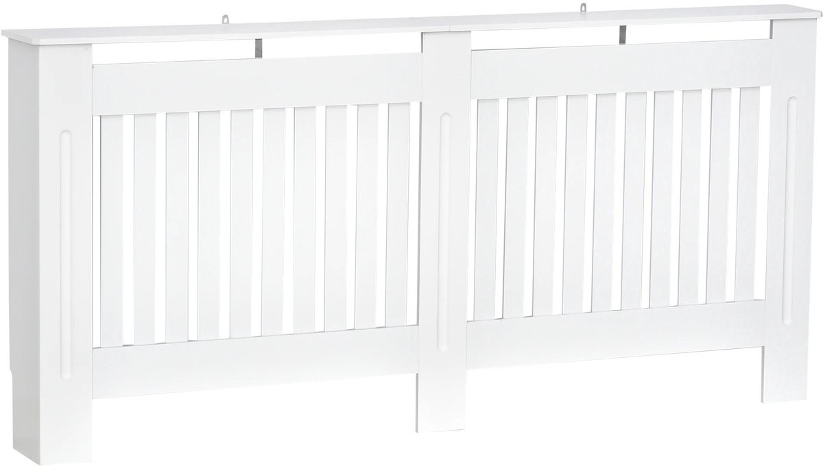 Atlasyx radiatorombouw - Radiatorbekleding - Radiator cover - Radiatoromkasting - Lamellenontwerp - MDF - 172 x 19 x 81 cm - Wit