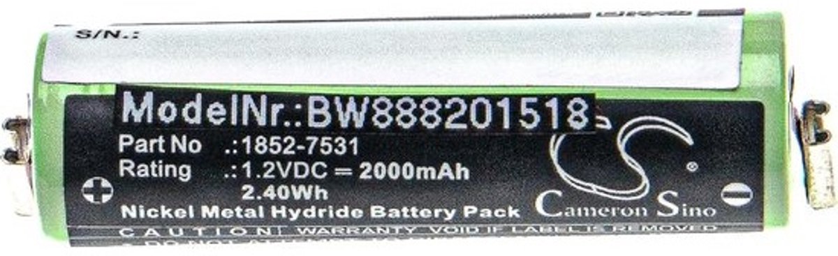 NiMH-accu 2000 mAh 1.2V geschikt voor Moser Easy Style 1881, Contura HS40 en HS61 scheerapparaten en trimmers