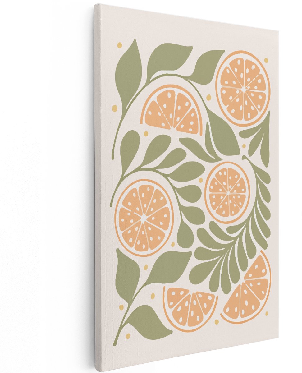 Artaza Canvas Schilderij Sinaasappel - 120x180 cm - Groot - Wanddecoratie Boho - Muurdecoratie Fruit - Decoratie Keuken - Schilderijen Op Canvas