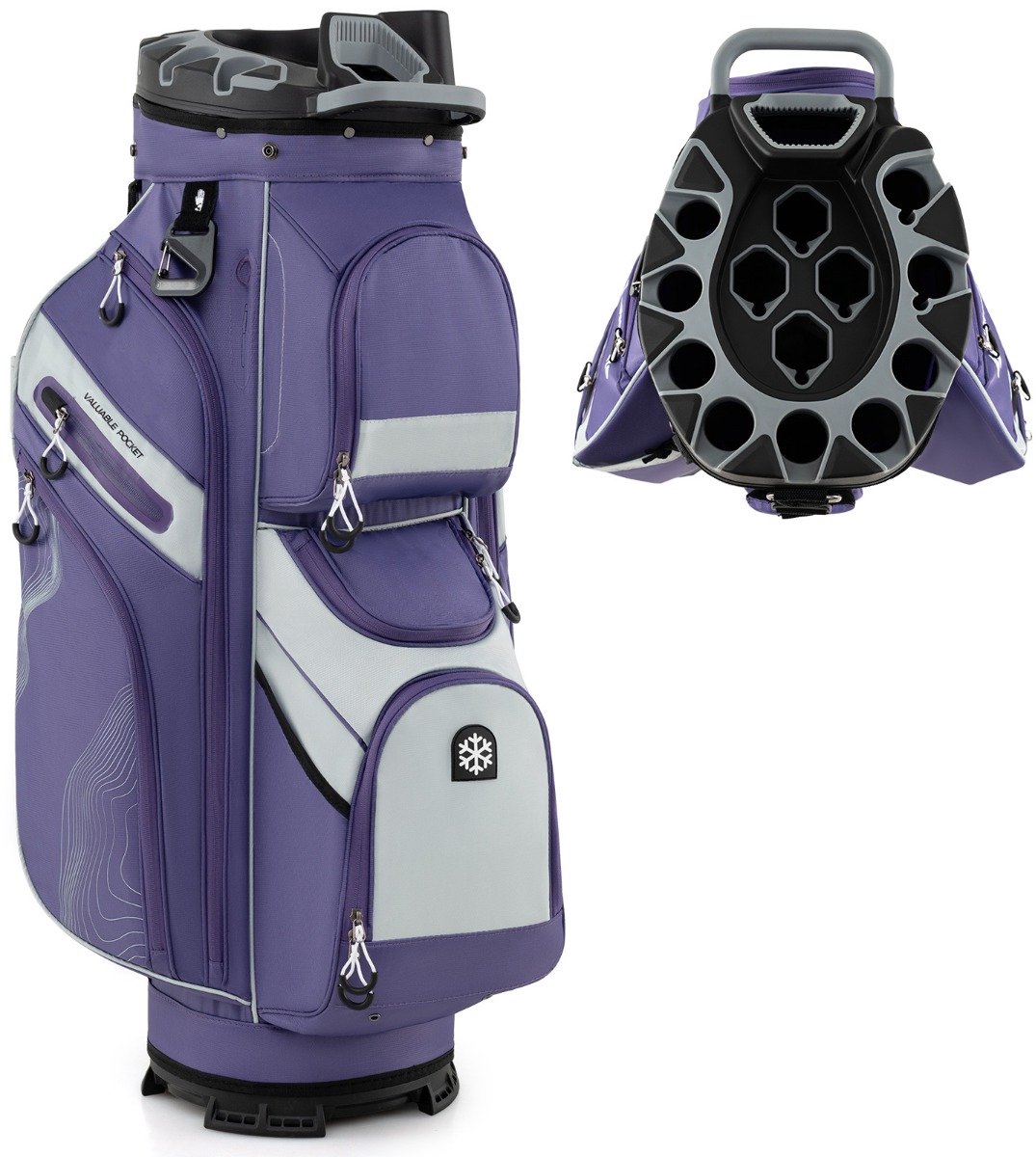 SureDeal® - Golf - Golfbag - Vakken - Draagriem - Regenhoes - Zakken Lichte Golfkar - 34x24 cm - Paars