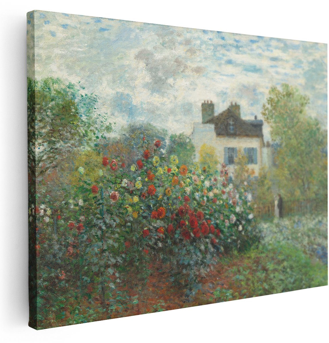 Artaza Canvas Schilderij Bloemen Tuin - 160x120 cm - Groot - Wanddecoratie Monet - Muurdecoratie Landschap - Schilderijen Op Canvas