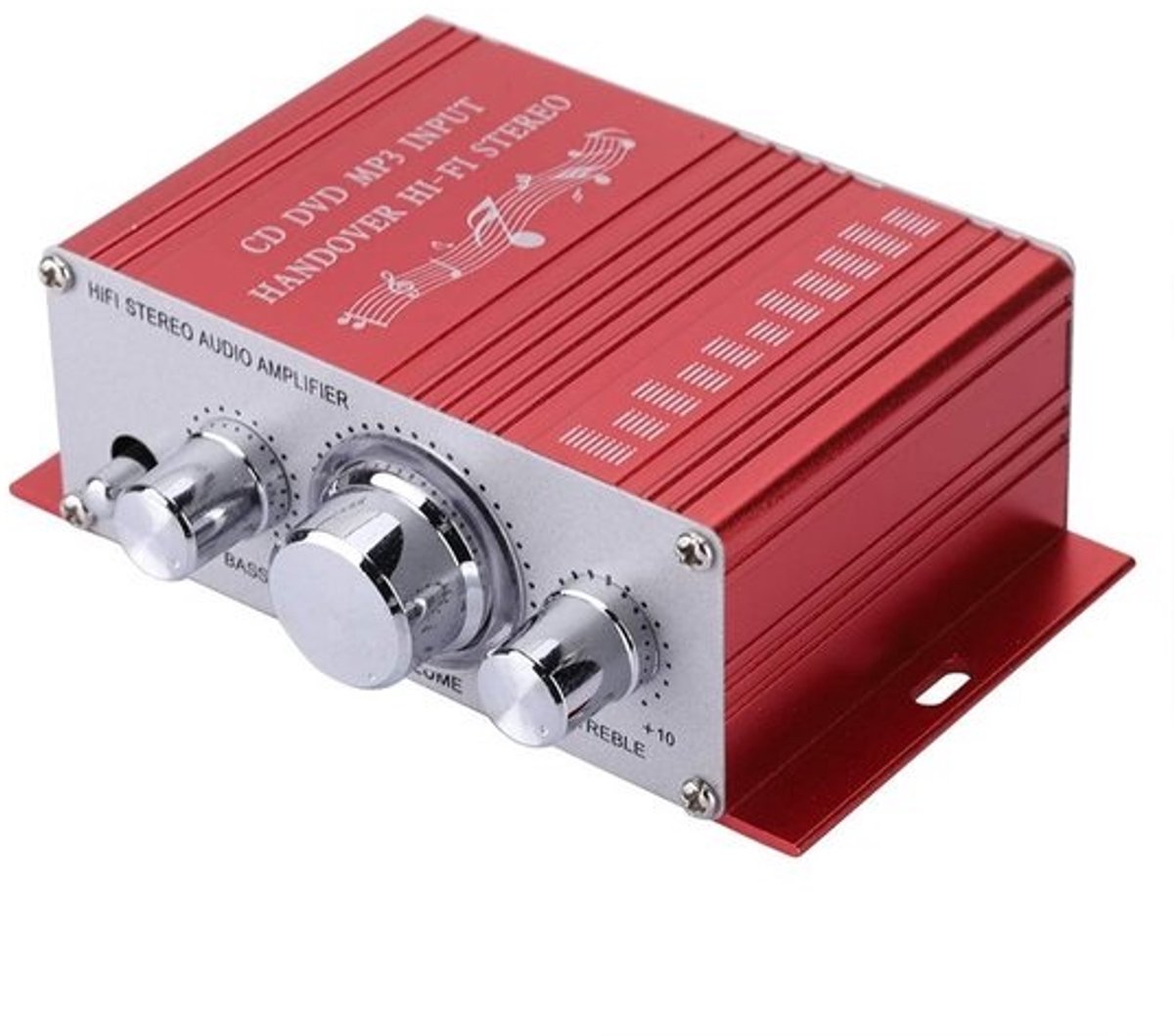Jhubersproducts - Auto Stereo Versterker - 4 Kanalen Mini - USB MP3 FM SD DVD - Rood - Geluidsmodus Audio - Geschikt voor Auto's en Motorfietsen - Com