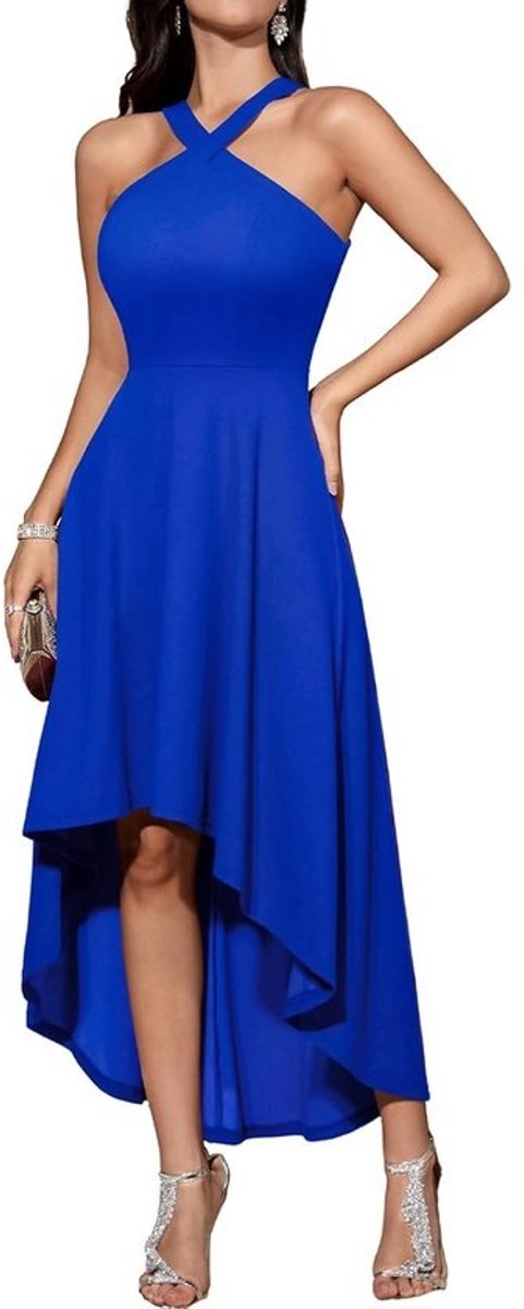 Elegante Halter Avondjurk Hoog-Laag Cocktailjurk voor Feest en Bruiloft
