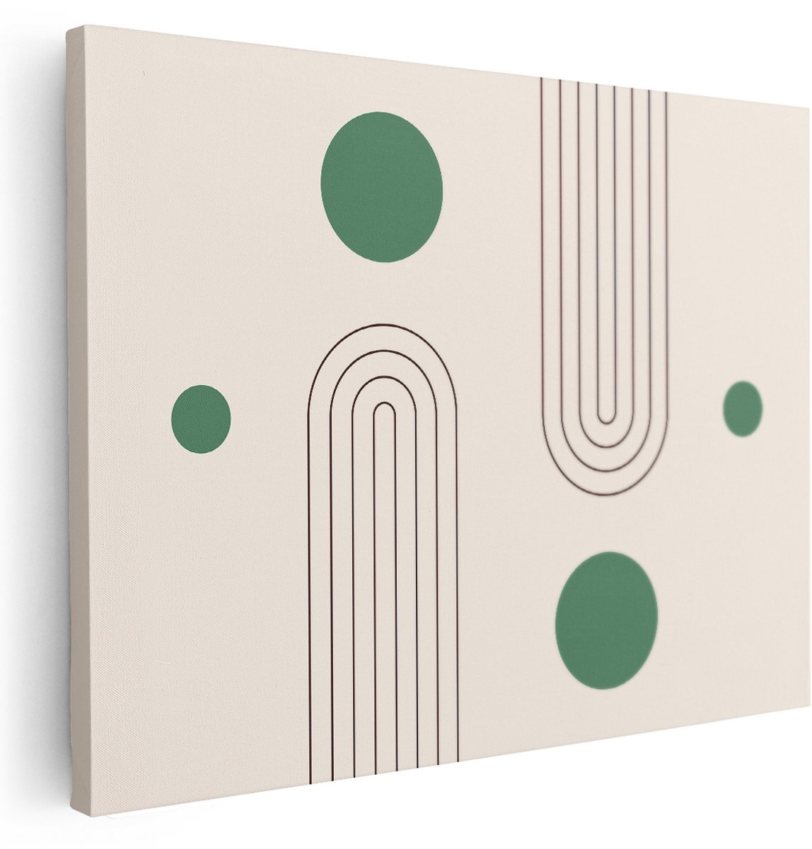 Artaza Canvas Schilderij Geometrisch - 160x120 cm - Groot - Wanddecoratie Line Art - Muurdecoratie Bohemian - Schilderijen Op Canvas Beige