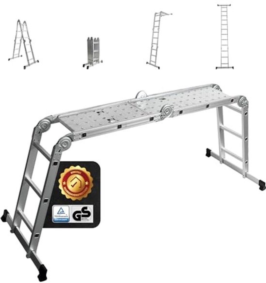 Multifunctionele Aluminium Ladder tot 150 kg met Werkplatform