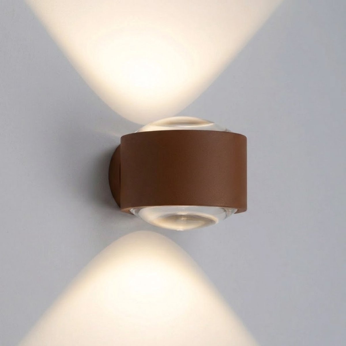 KS Verlichting - wandlamp - Scope - up - down - rustiek bruin - binnenverlichting - glas - aluminium - IP65 - muurlamp - 3000K