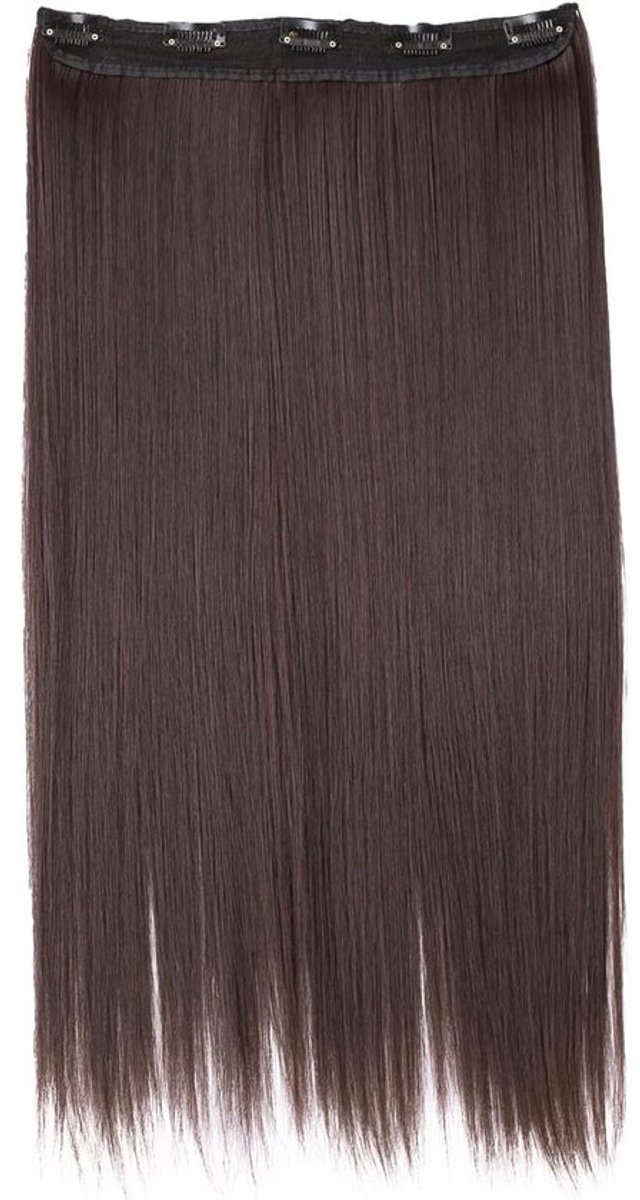 60cm Vlecht Clip-in Haarverlenging Extensie Synthetisch Donkerbruin