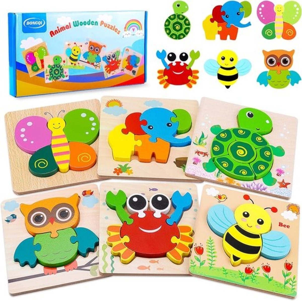 Houten Puzzels voor Kinderen - Educatief Speelgoed Voor Jongens en Meisjes van 2-5 Jaar