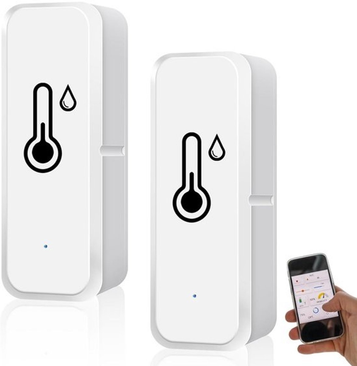 2 Stuks Wifi Thermometer Hygrometer Binnen Buiten - Slimme Sensor met App & Data Registratie