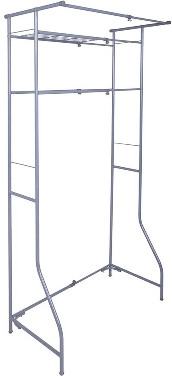 Uittrekbaar Wasmachine Rek bovenbouw Grijs - Metalen Opbergrek 170x60-90cm - Badkamer & Wasruimte Organizer met 2 Planken