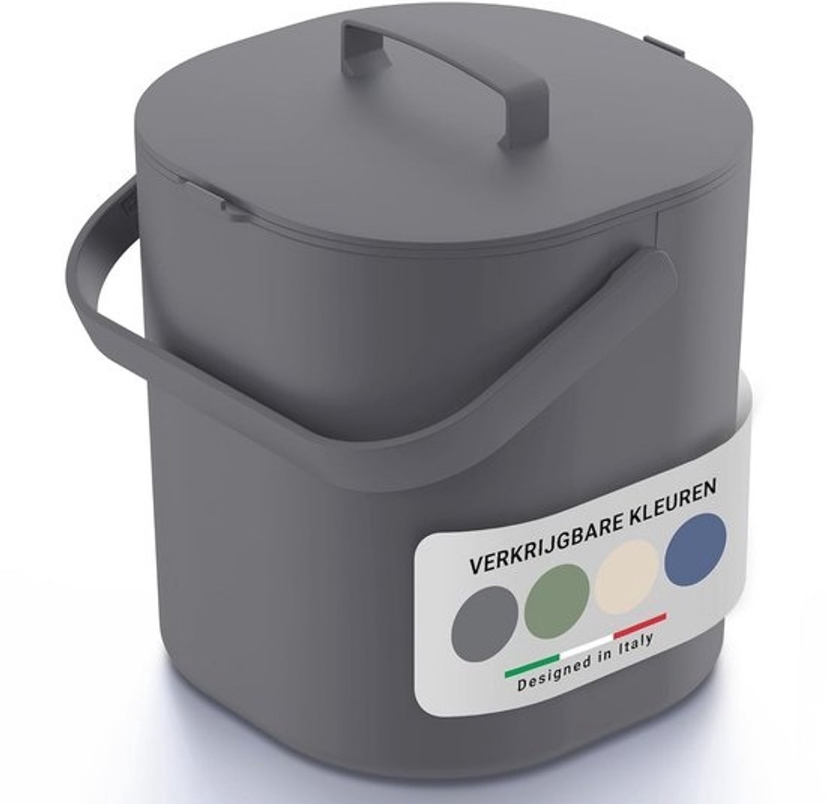 GFT Afvalemmer Keuken 6L - Biobak met Ophangbaar Deksel & Binnenzeef - Vaatwasbestendig en Geurvrij - Compostemmer met Modern Design