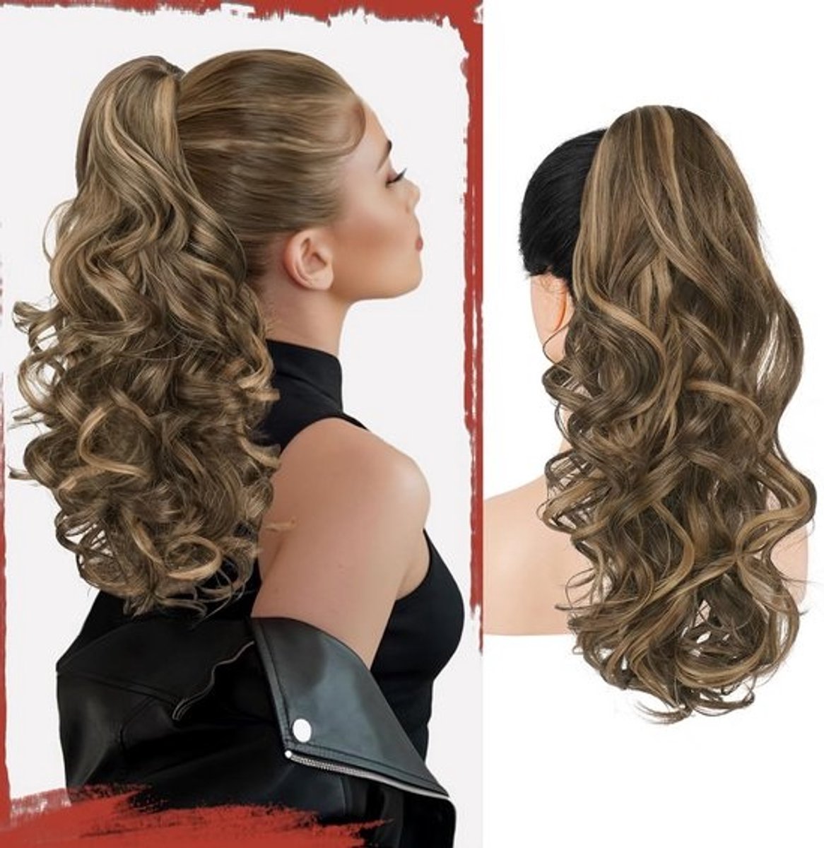 Krullende Paardenstaart Clip-in Haarverlenging 43 cm Volle Haarstukken Synthetisch