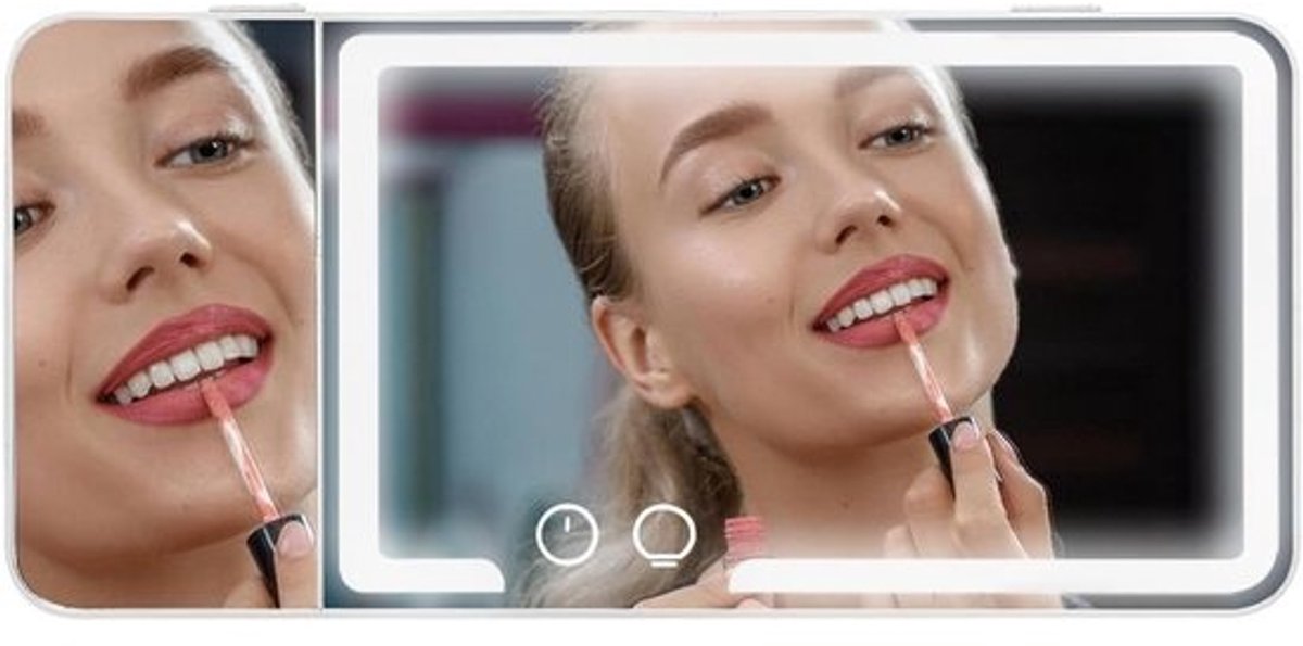Cosmetische Autospiegel - Make-up Spiegel Auto - Onderweg Make-up Aanbrengen - 3x Vergroting Verstelbaar Licht - 27 x 13 cm