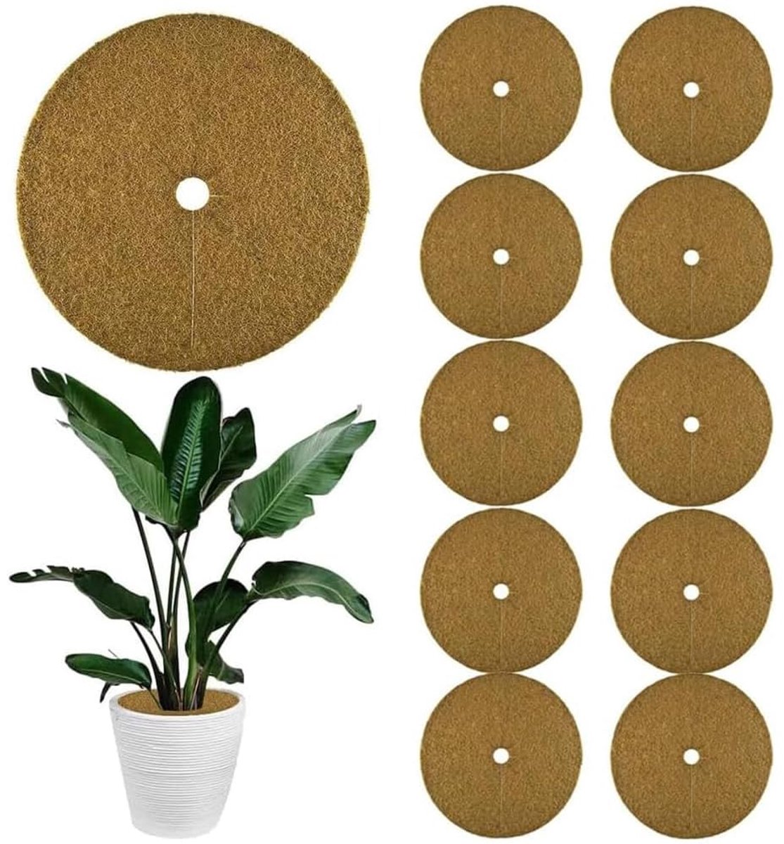 Kokos Mulchschijf - Winterbescherming voor Kuip- en Potplanten - Ø 20 cm - 10 stuks