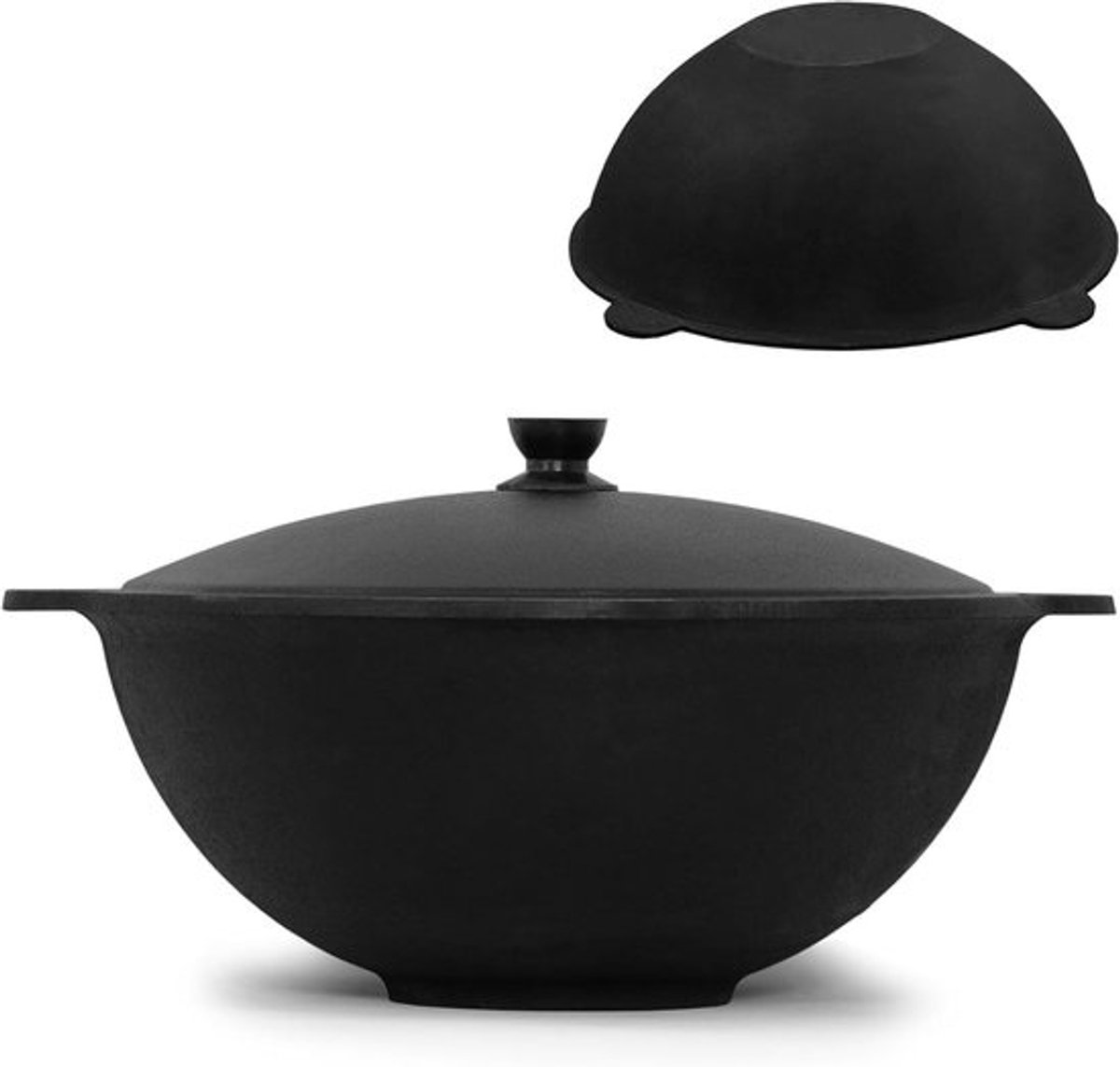 Gietijzeren Kazan 10L met Aluminium Deksel - Aziatische Grill Wok