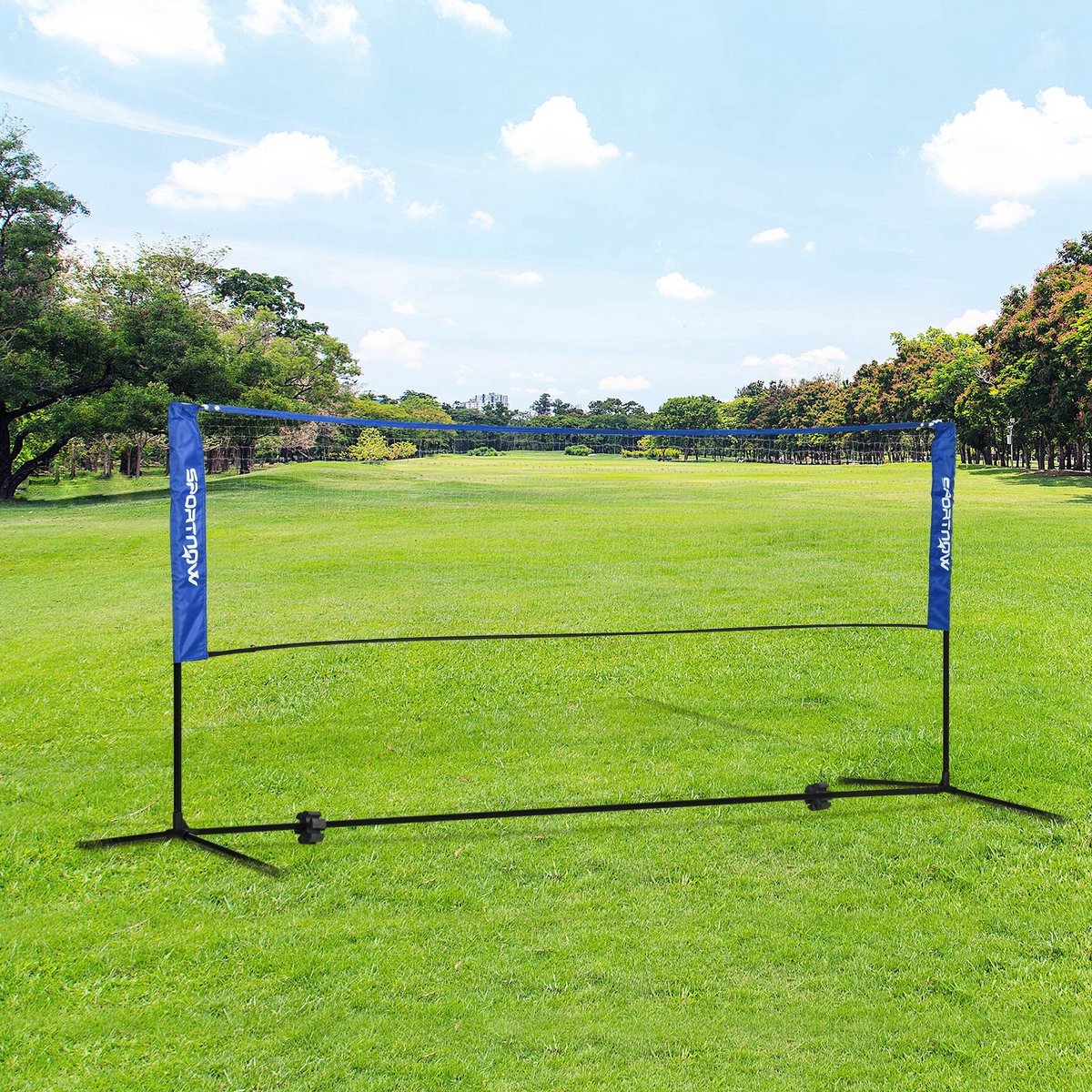 COVREO Badmintonnet set 310 x 103 x 107-155 cm blauw polyester - verstelbaar voor binnen en buiten