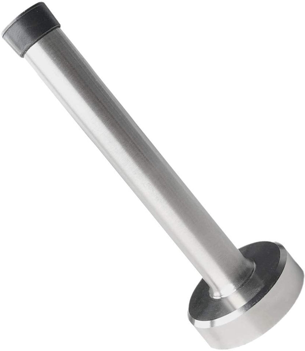 Deurstopper - RVS Cilindrisch met rubberen stootdop - Massief - Voor thuis en kantoor - Zilver - 5 inch (12,5 cm) - 1 stuk