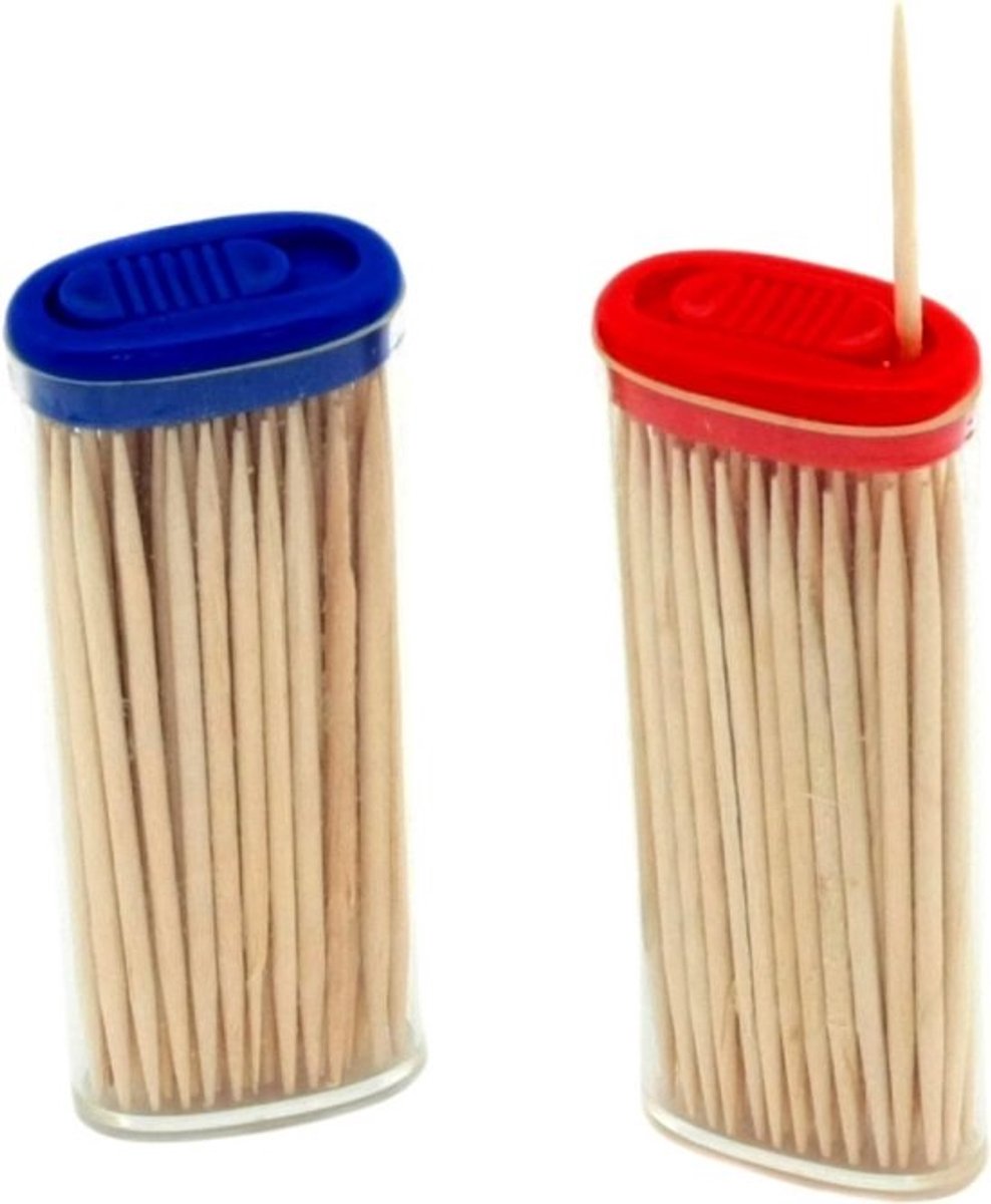 Set van 2 Bamboe Tandenstokers in Handige Pocket Houder - 120 Stuks