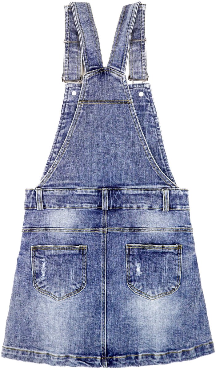 KIDSCOOL SPACE Girl Denim Skirt, 6-14T Little Big Girl Ripped A-line Jean Overall Dress - ShopVlot
