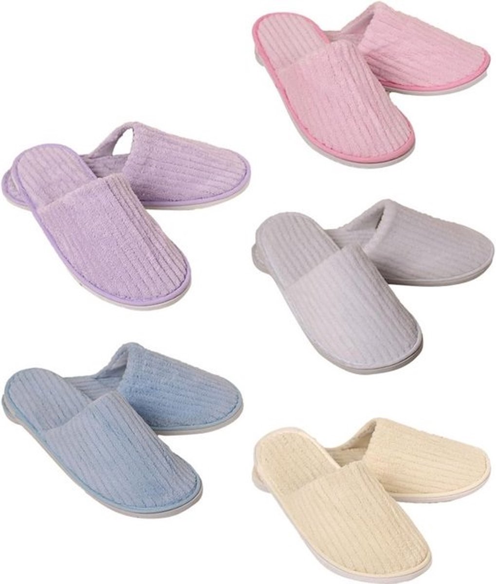 Comfortabele wasbare pantoffels voor gasten - Set van 5 paar antislip koraalfluweel slippers voor hotel en thuis