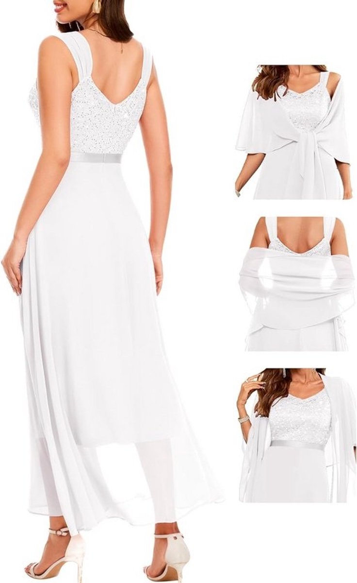 Elegante Tweedelige Pailletten Avondjurk voor Dames - Lang Model voor Feest en Bruiloft