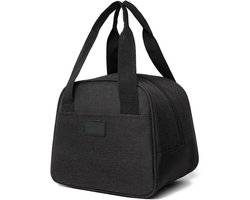 6L Lunchtas voor Vrouwen Mannen Kinderen - Isolatie Koeltas voor Werk School Reizen Picknick - Waterafstotend Oxforddoek - Vouwbaar - Zwart