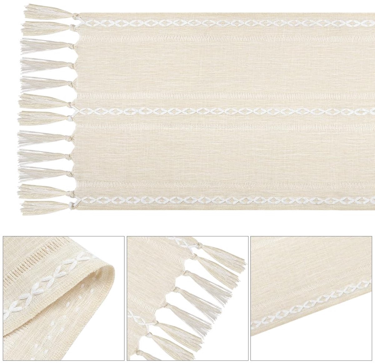 BSBUY Tafelloper met kwastjes, tafelloper in de lente, keuken, eettafel, decoratie, boho, rechthoekig, gehaakte kanten - ShopVlot