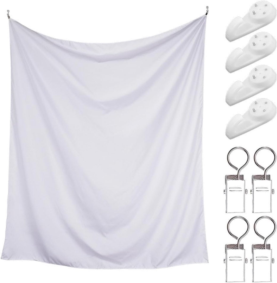 Effen Witte Muuropknoping Deken 150 x 130 cm Canvas voor DIY Decoratie in Slaapkamer en Woonkamer met Haken en Clips