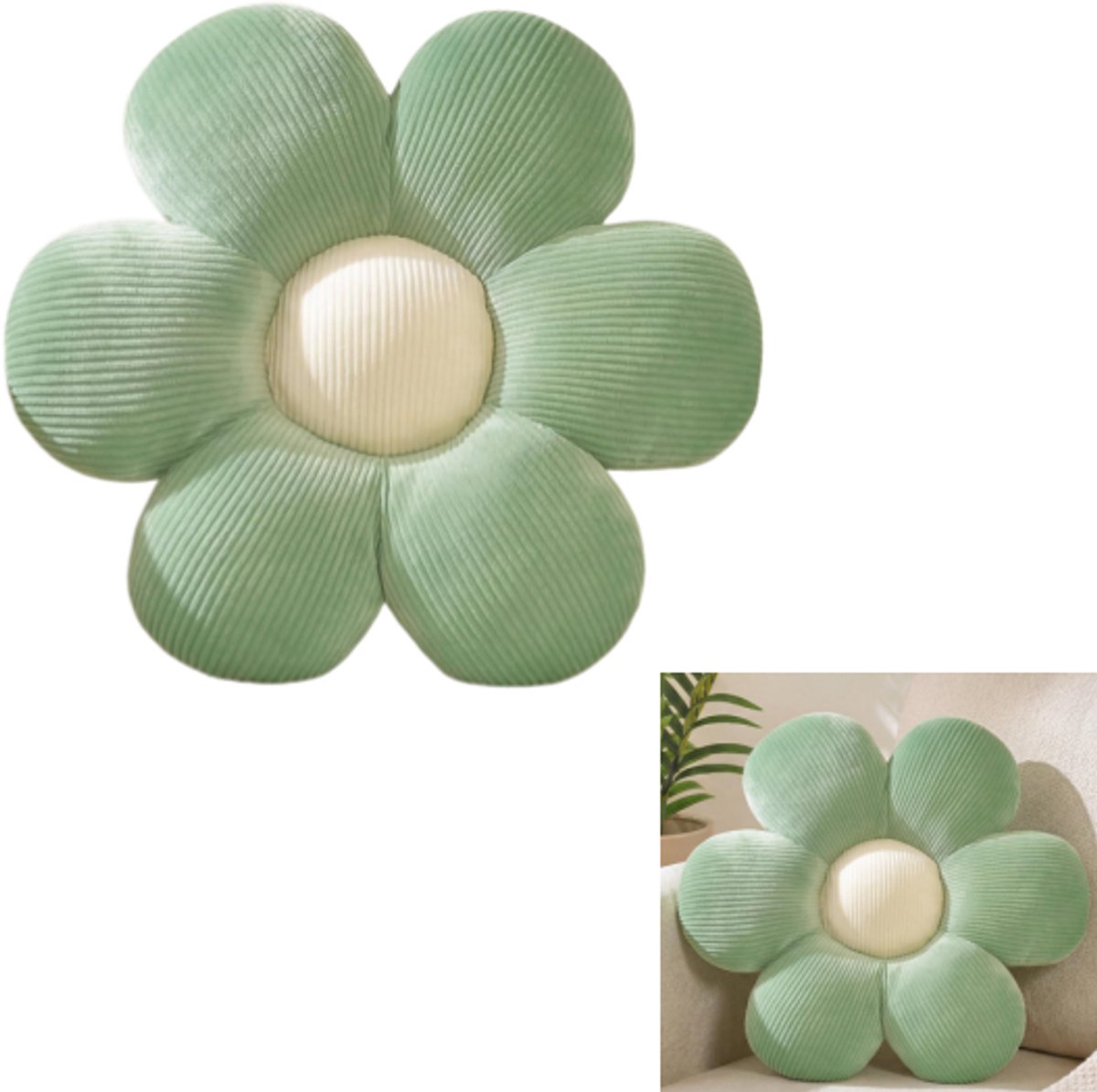 Kussen met bloemenpatroon - Stoelkussen - Prachtige decoratie - Zacht en comfortabel - Geschikt voor bedden, banken en vloeren - 40 cm - Donkergroen