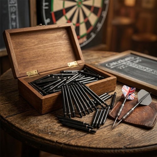 Zwart dart shafts set 50 delig nylon kunststof dart shafts 2BA 48mm korte schachtjes voor darts unisex dart accessoires met metalen ringen — afbeelding 5
