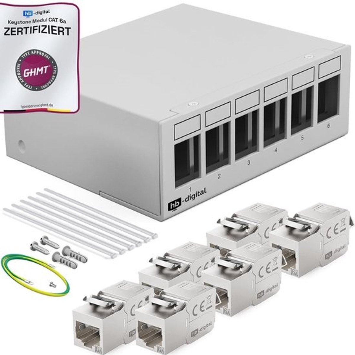 Afgeschermd 6-Poorts Keystone Patchpaneel voor CAT6a Netwerkkabels