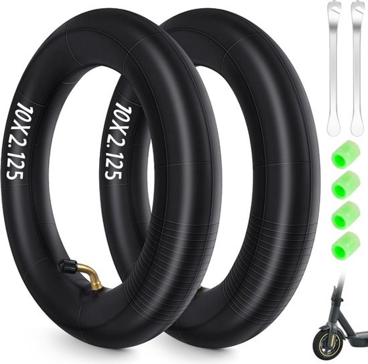 2x Binnenband 10 inch (2.125) - Stevige Buitenband Vervanging met Ventieldoppen