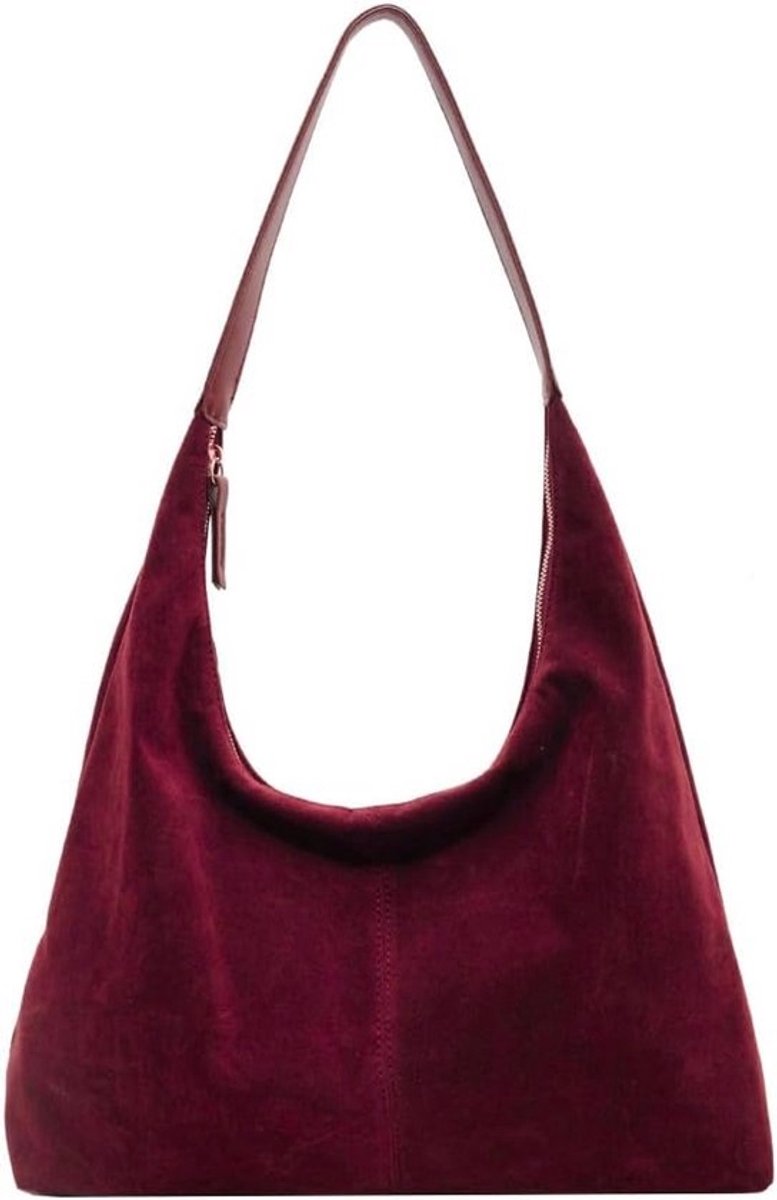 Grote Dames Schoudertas Suède Look - Hobo Bag Halve Maan & Draagtas voor Werk en Dagelijks Gebruik