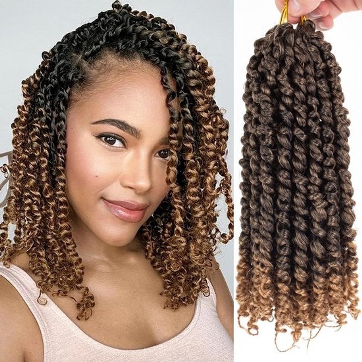 Passion Twist Gehaakt Haar Ombre Bruin Voorgedraaid Water Golf 8 Pakketten