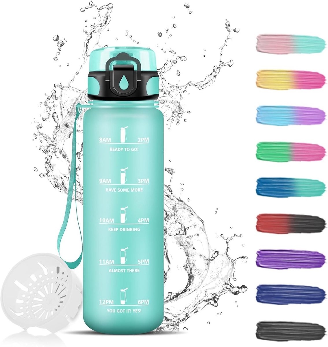 Motiverende Drinkfles - Transparant - 500 ml - Lekvrije Waterfles met Tijdschaal - Voor Kinderen en Volwassenen