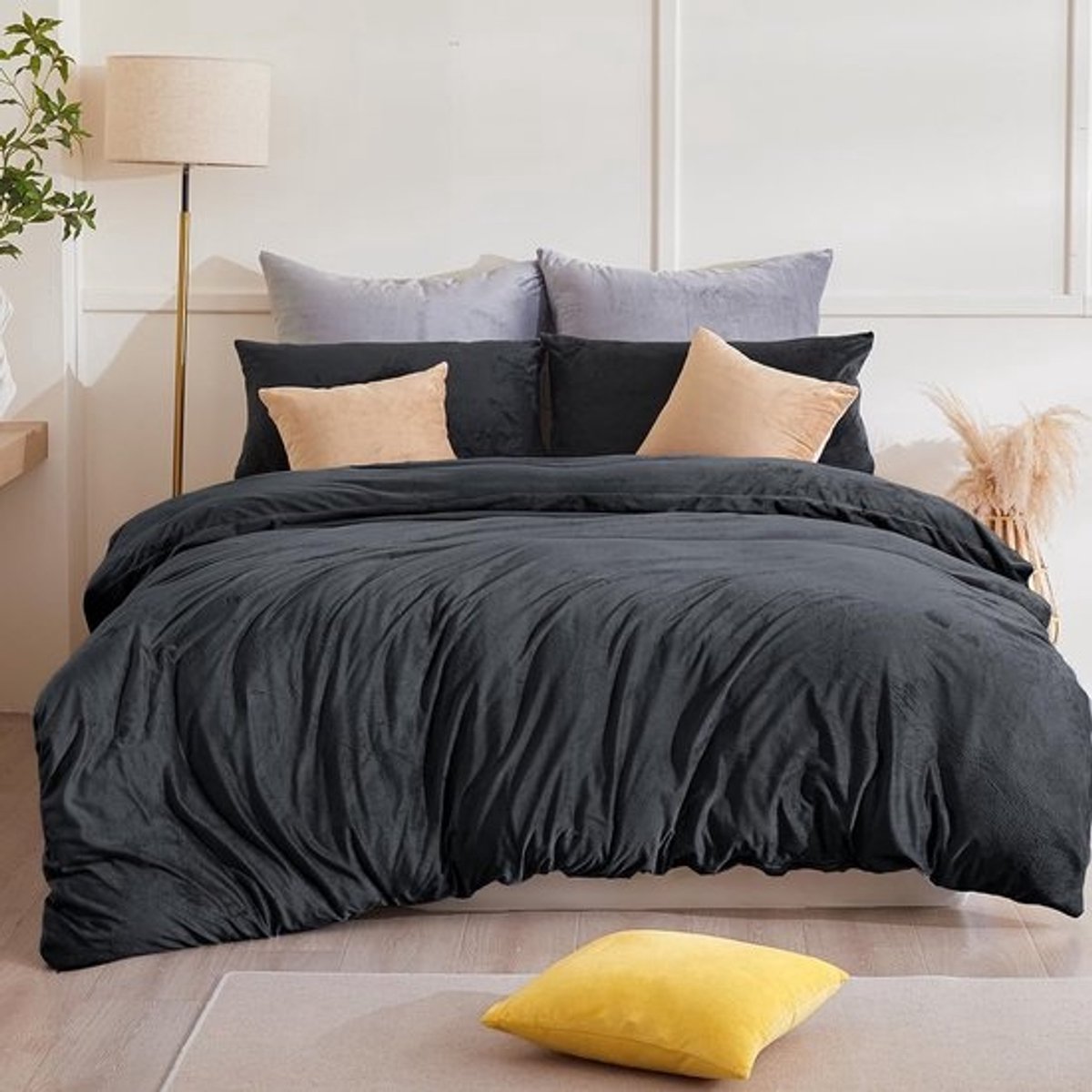 Flanel Beddengoed - Teddy Pluche - Warm Slapen - Zacht & Licht - 135x200 cm - Antraciet