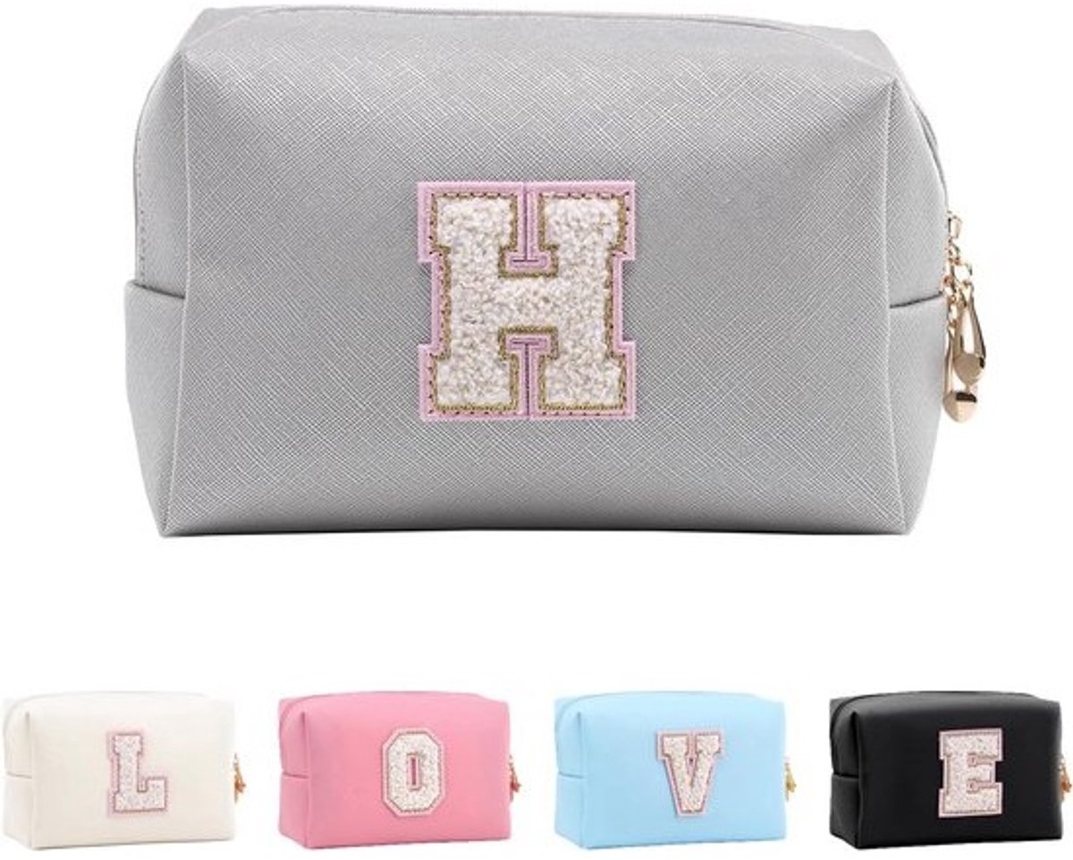 Waterdichte Make-up Tas met Gepersonaliseerde Initialen - Ideaal voor Meisjes en Dames