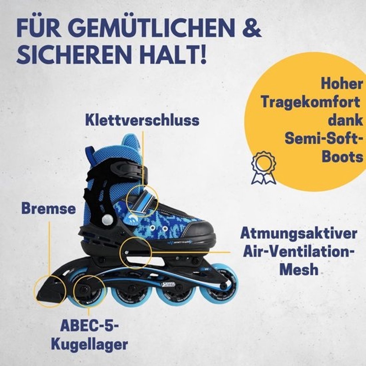 Verstelbare Kinderskeelers Blauw/Zwart Maat 29-34 - Inline Skates voor Kinderen