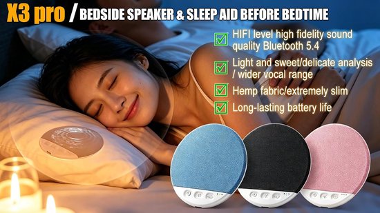 Kussenspeaker - Onder kussen luidspreker - Rustig slapen - Ultradun ontwerp - 1.1 cm dik - Blauw — afbeelding 3