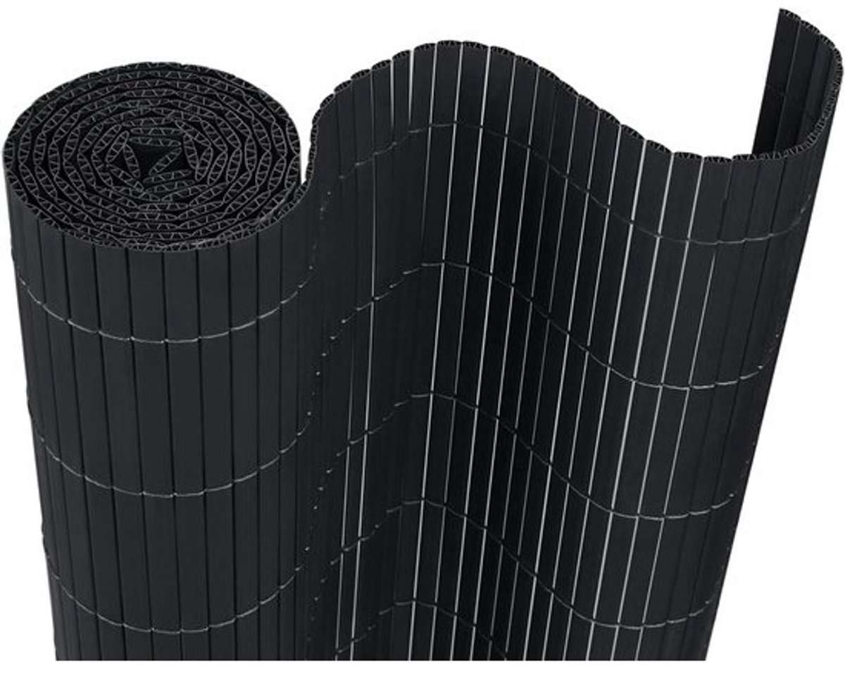 PVC Hek Schuine Lamellen voor Tuin en Balkon 180x500 cm Antraciet