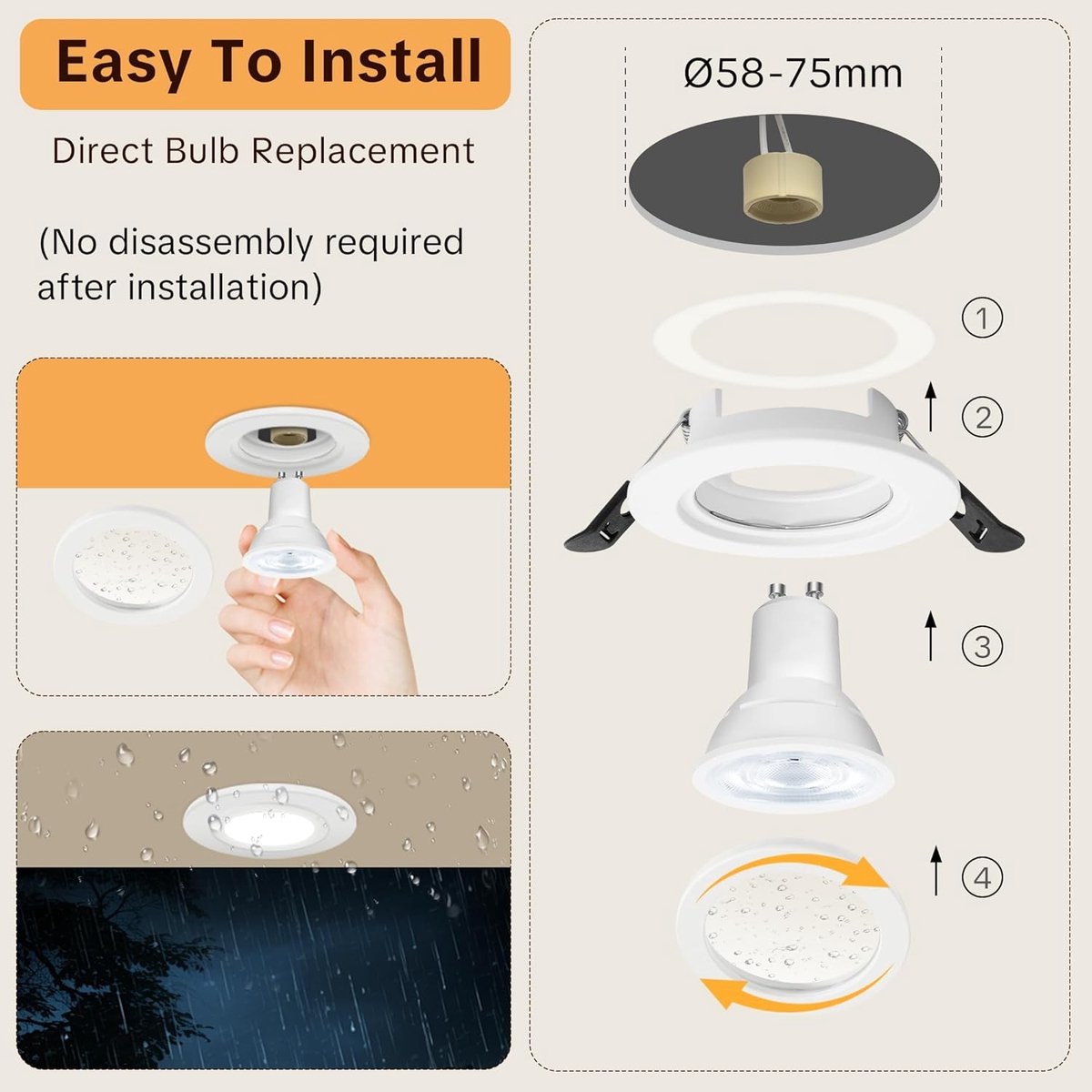 Inbouwspot - Wit - 4 PACK - Aluminium Inbouwframe met GU10 Fitting - Voor Binnen en Buiten