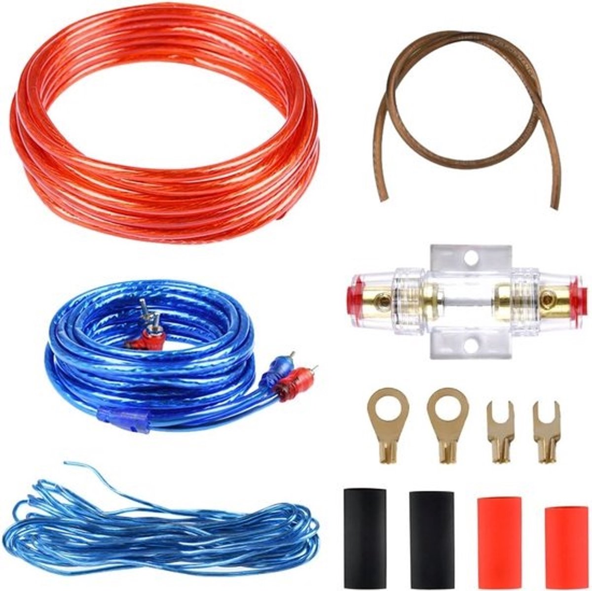 Versterker Kabelset - Auto Audio Bedrading - Krachtige Installatie - Hoge Geleidbaarheid Koper - 10GA 4.5 Meter - Transparant PVC