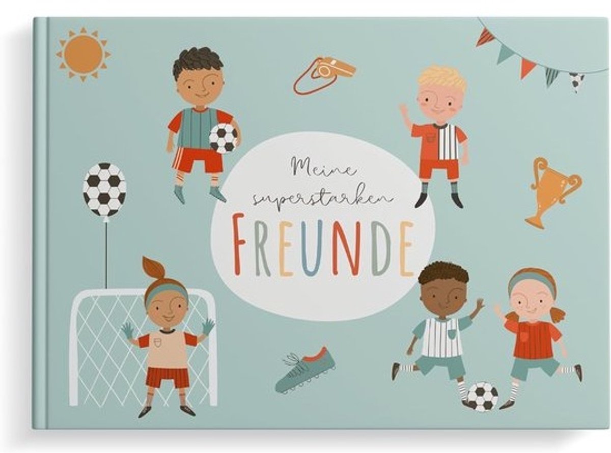 Vriendschapsalbum voor kinderen - voetbal thema - 76 pagina's invulboek - vriendschappen vastleggen - album voor school en kleuterschool - leuk kindercadeau